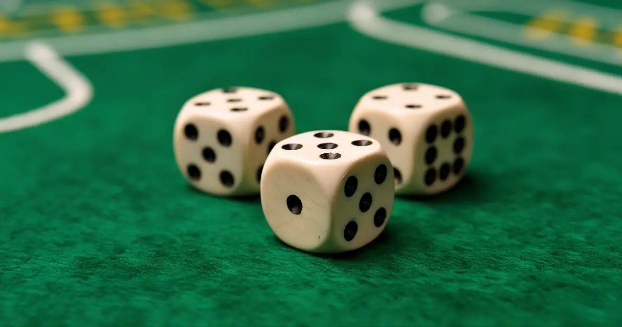 Kolme noppaa vihreällä pelimatolla, craps vs sic bo noppapelit